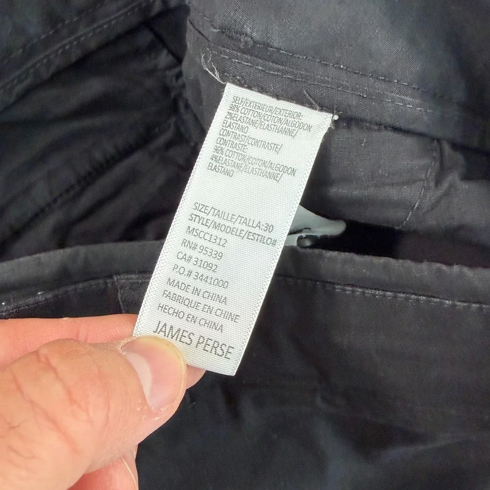 James Perse Cotton Canvas Utility‎ Pant in Black Men Actual 34x31 (Tag 30) $295